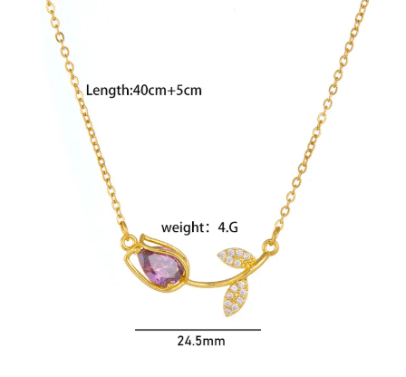 TULIA – Collier tulipes à zircon