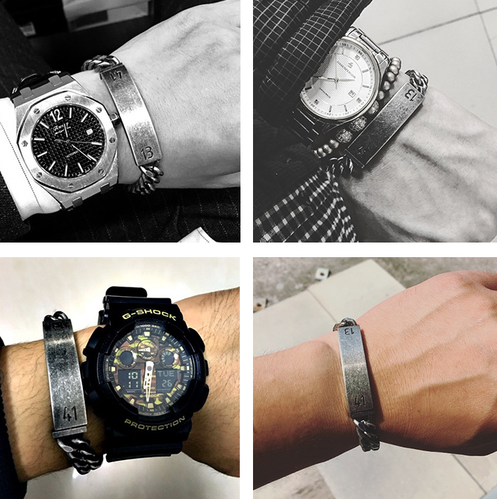 UNION - Pulseira de parceiro em prata antiga
