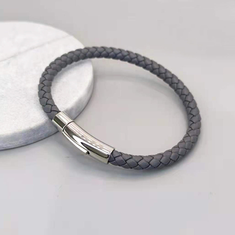 NERO - Bracelet en cuir acier titane