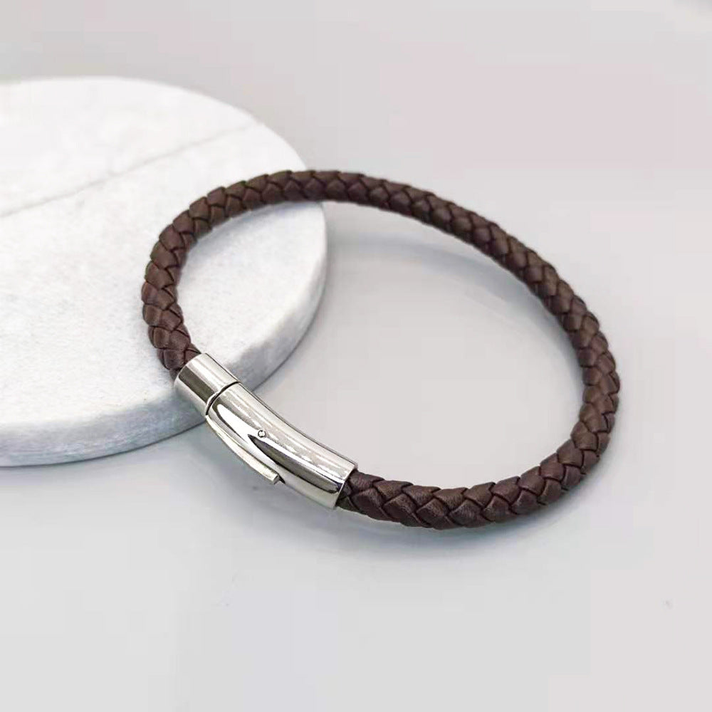 NERO - Bracelet en cuir acier titane