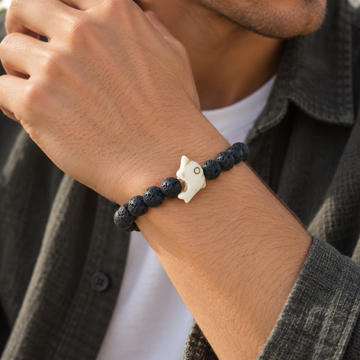 MARIN- Dolphin Volcanic Rock Bracelet