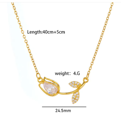TULIA – Collier tulipes à zircon