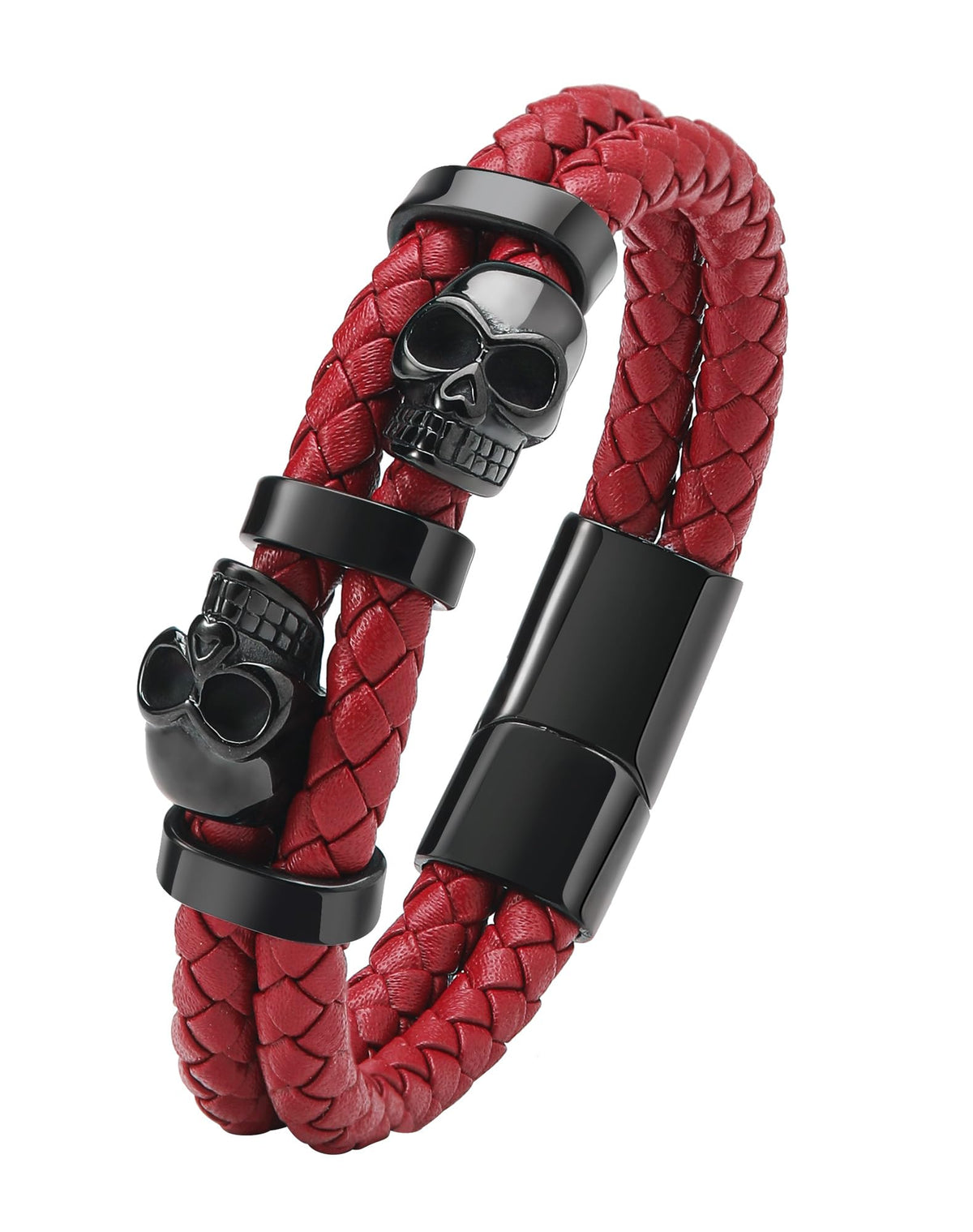 ROT – Lederarmband mit Totenkopf