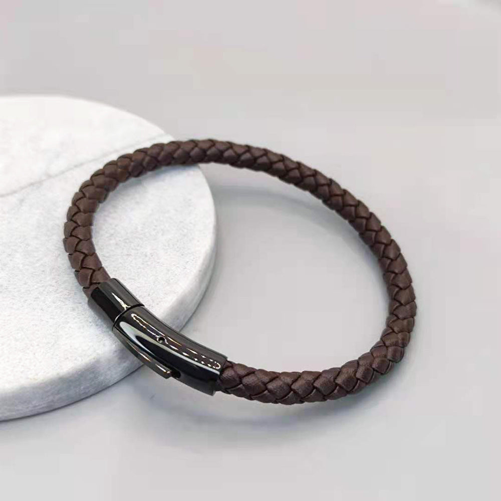 NERO - Bracelet en cuir acier titane